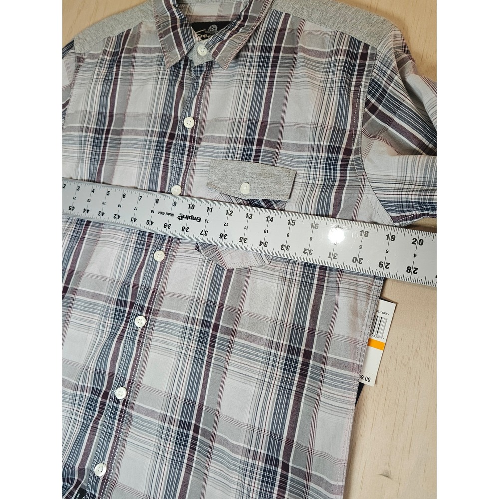 Seven7 Mens Ash Grey‎ Plaid Button Down Shirt Long Sleeve Cotton Small SNS7834 - Picture 12 of 16